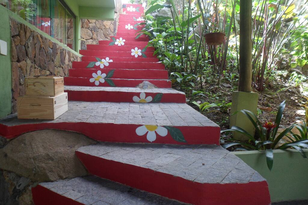 Escada que leva ao chalé