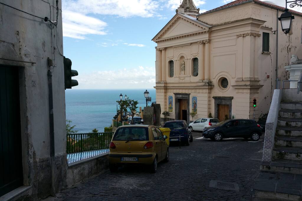 The Raito church and on the bottom the sea