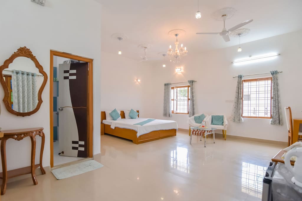 The white room with the bathroom