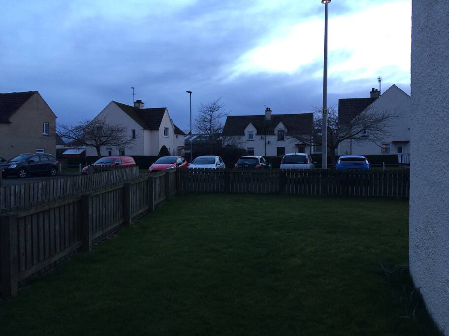 Car parking directly opposite the house.