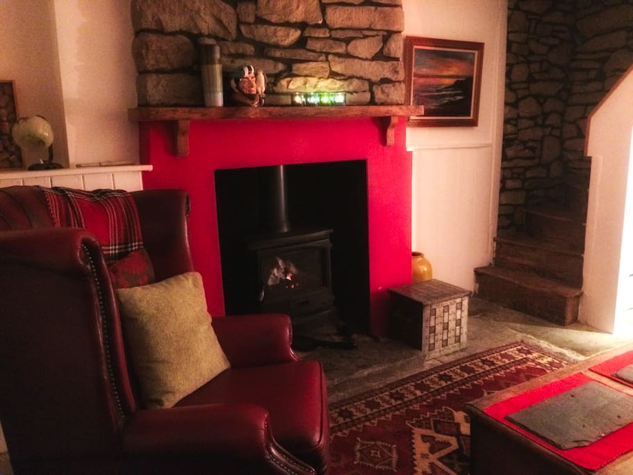Sit by the fire in the cosy living room!