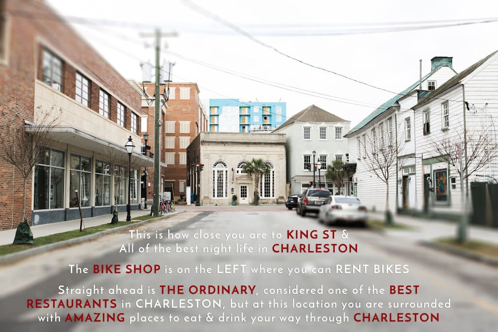 75 feet from King St. In the Heart of what is Hip & Hot in Charleston.