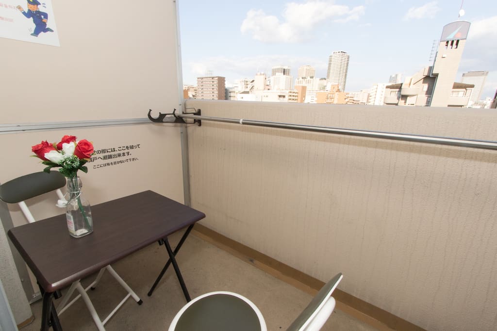 We have a balcony for Osaka city view!