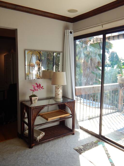 Sliding entry door from the upstairs deck