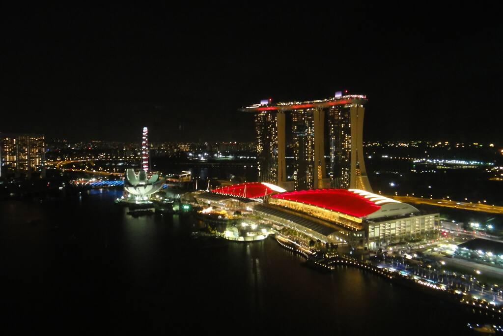 Marina bay view at night frm the kitchen