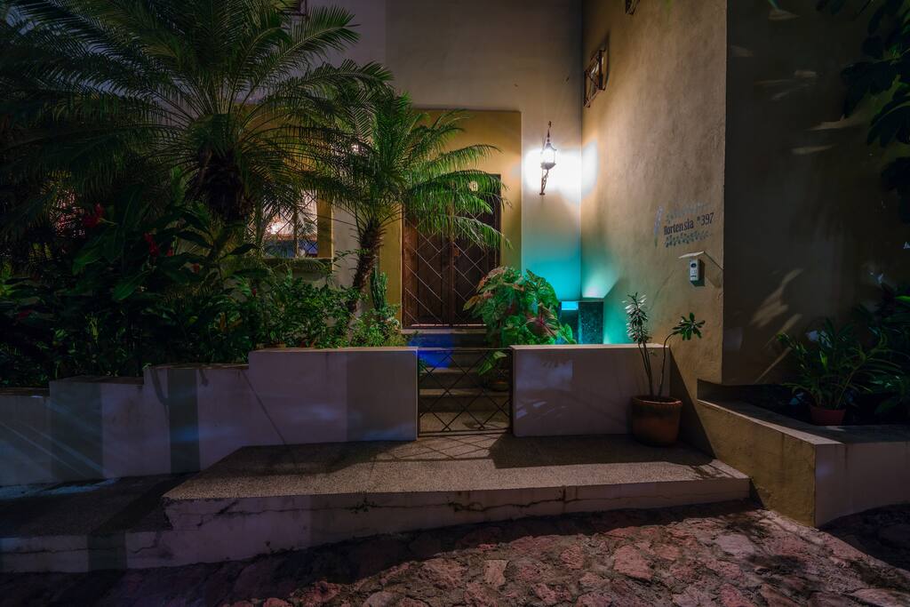 Entrance at night