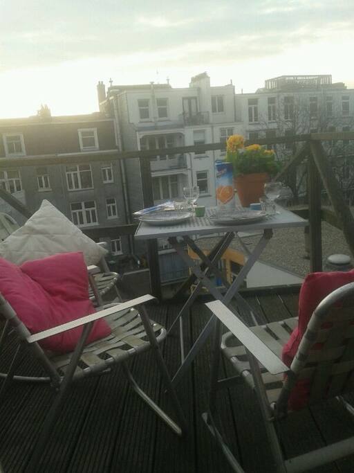 Sunny rooftop terrace