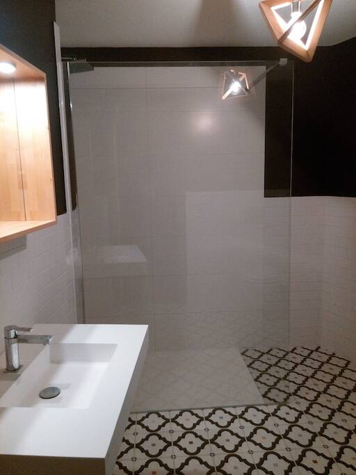 Salle de bain avec grande douche