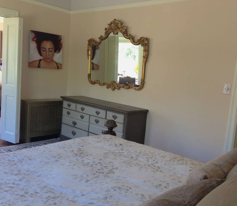 Antique mirror and dresser are available for you,