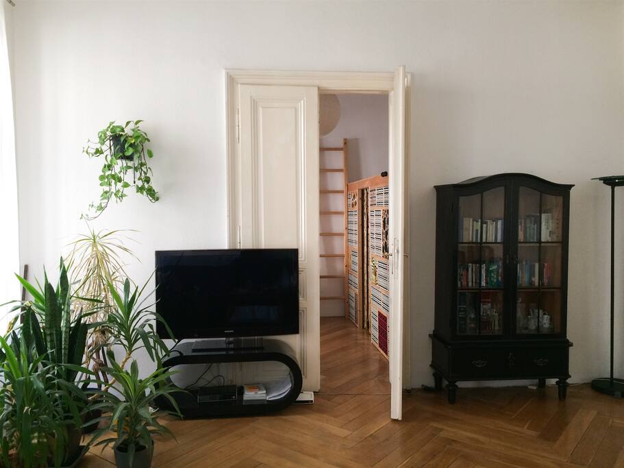 View from the living room to the sleeping room (with loft bed)
