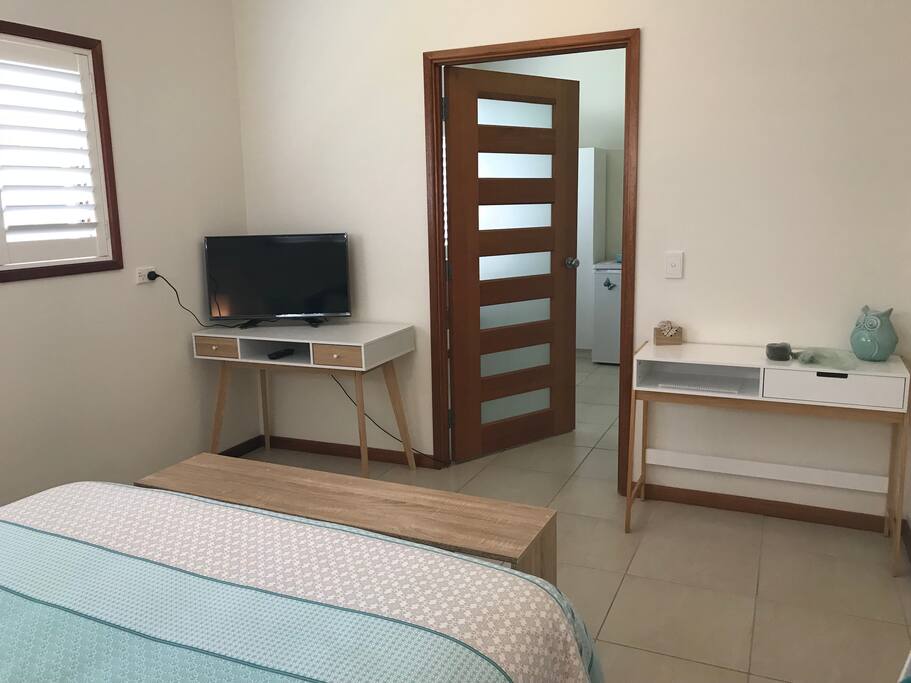 TV (with Netflix) & writing desk completes the bedroom
