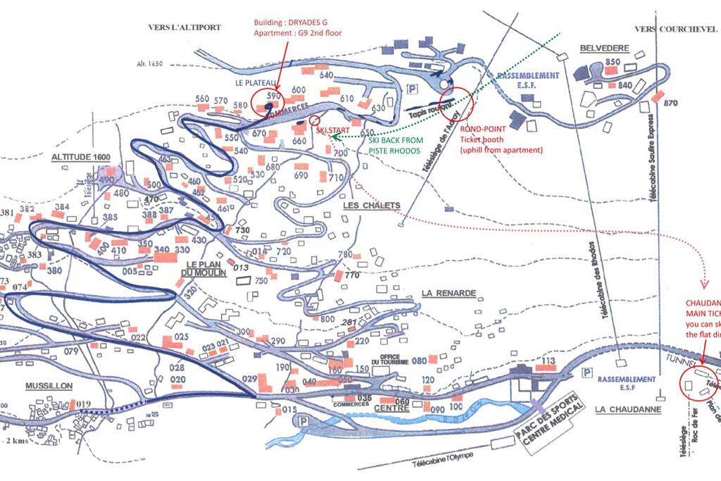 Meribel map and way to the flat