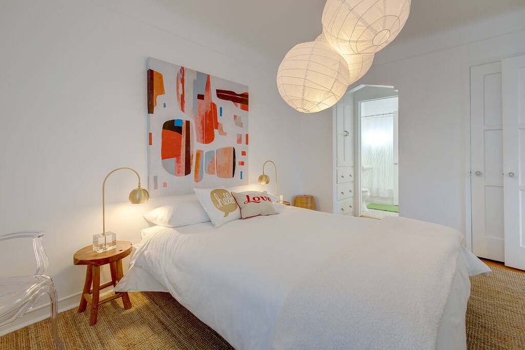 bedroom with view to bathroom