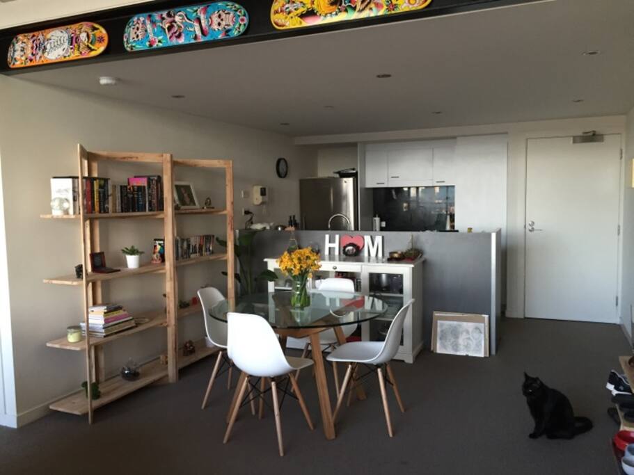 Dining area (ft. Cassius the black cat)