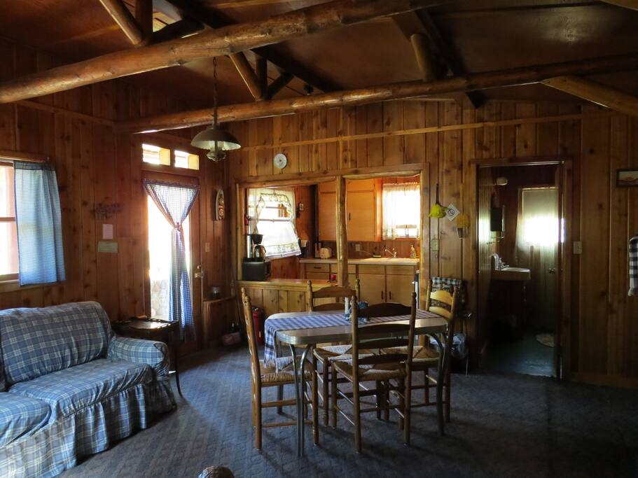 Great room with view of kitchenette