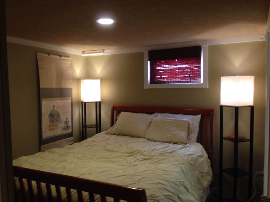 Comfortable bed with great reading light.