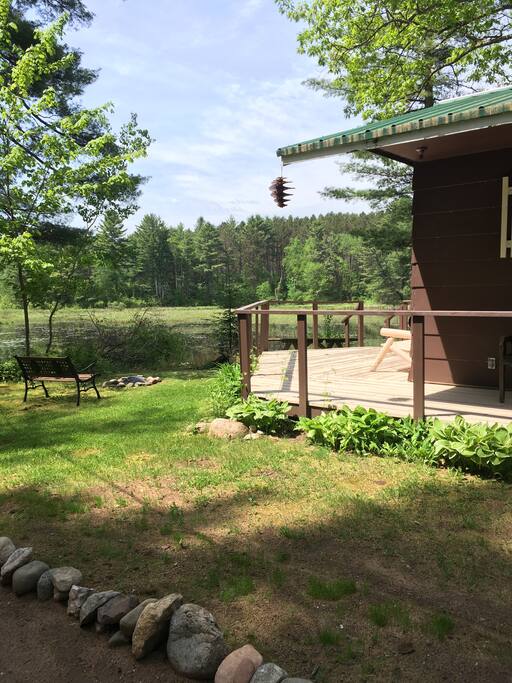 Porch and fire pit overlooking Spider Creek