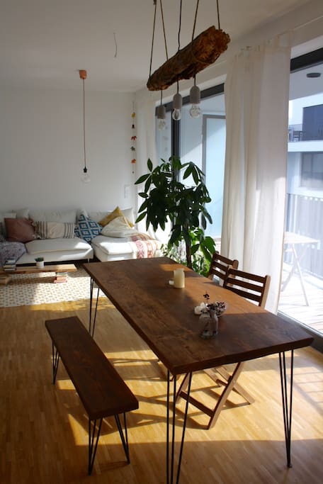 Dining table. There is a large balcony to the right with a breakfast table!