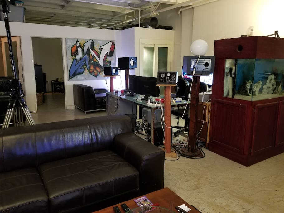 living room/office area