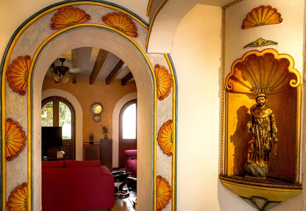 Guests enter through a lovely colonial style entrance