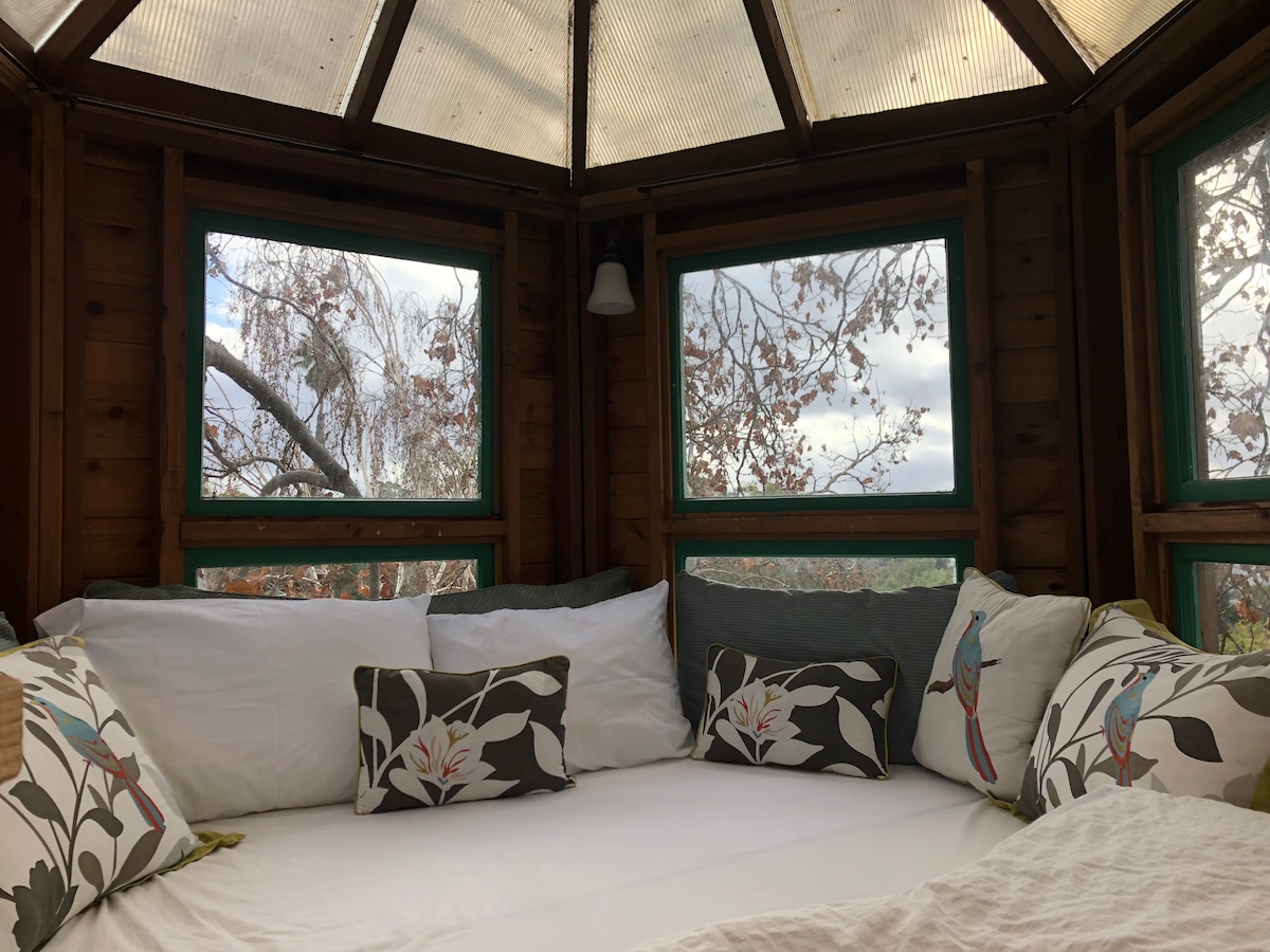Hexagonal bed in main loft 
