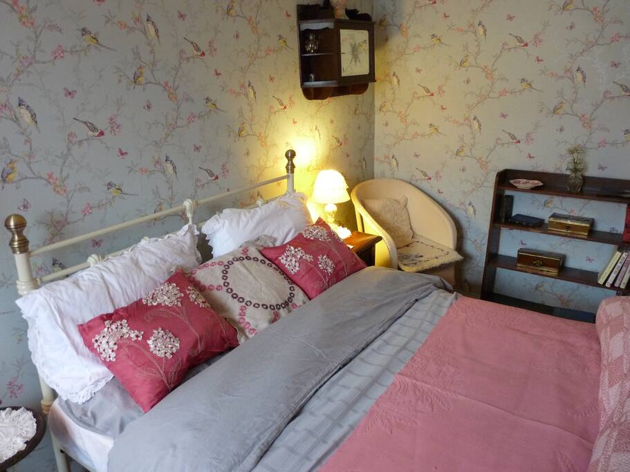 Cosy reading corner with vintage books