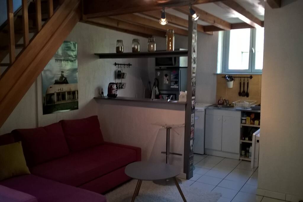 salon et cuisine ouverte