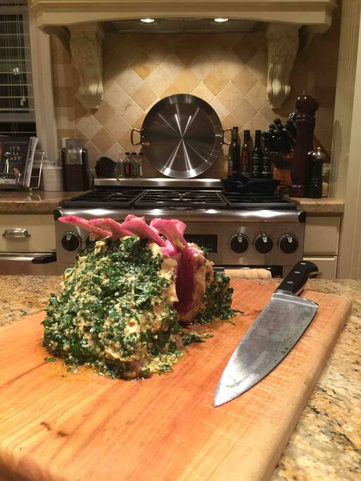 Ready to go into the oven , gourmet dinner in for guests