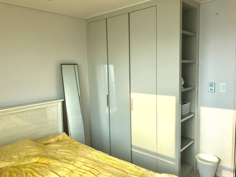 Towels, pillows, and bedding will be in the closet.
