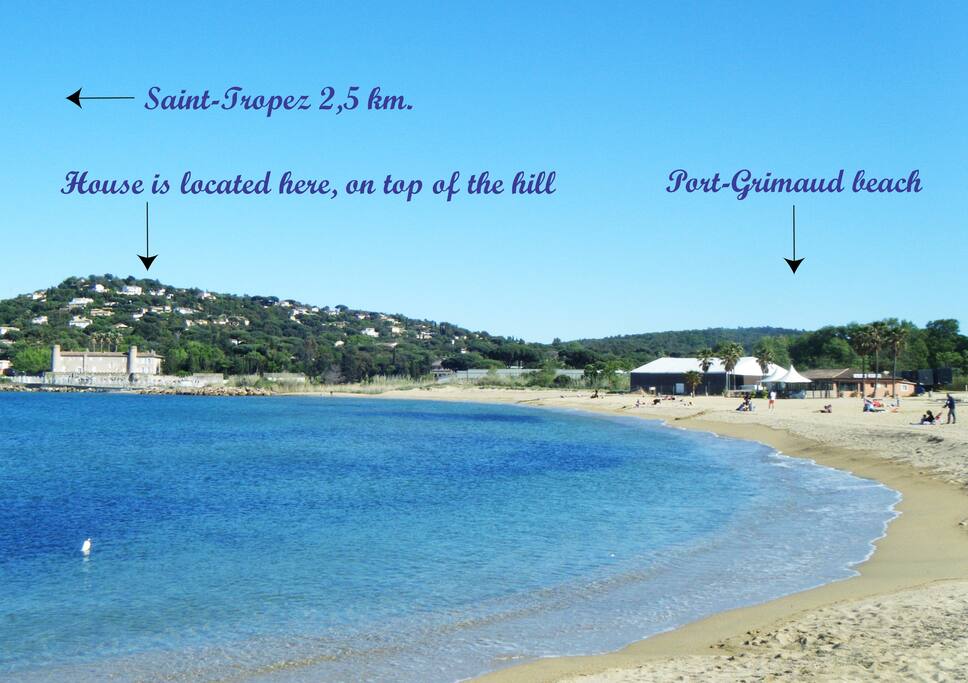 Localisation de la villa à partir du golfe de Saint-Tropez