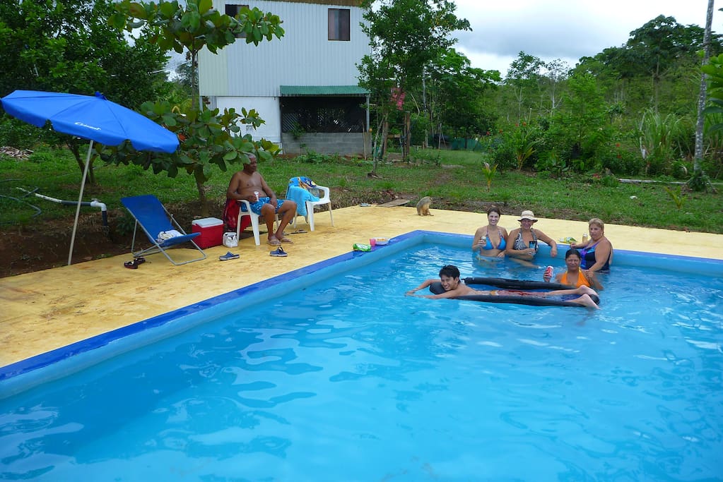 Having fun at the pool.