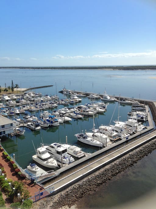 Look out over the Marina to Stradbroke Island