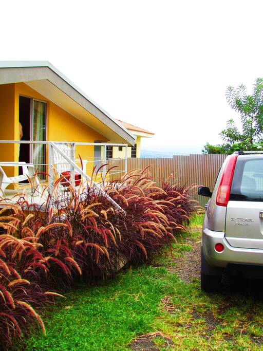 Parking Area and entrance to the bedroom