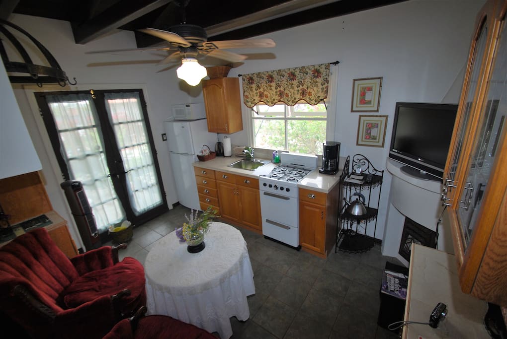 Kitchenette with Double Doors to Private Patio