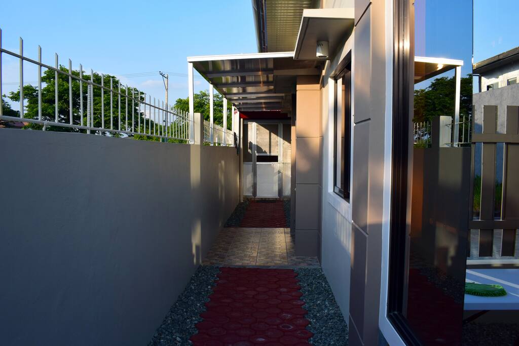 Pathway to the back kitchen where guests can cook.