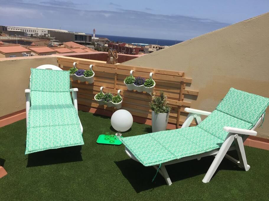 Terraza fuera en parte alta del edificio