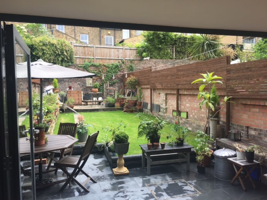 Large private garden with Bifold doors