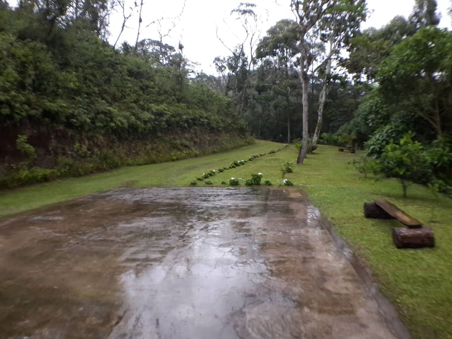 Parking lot and garden