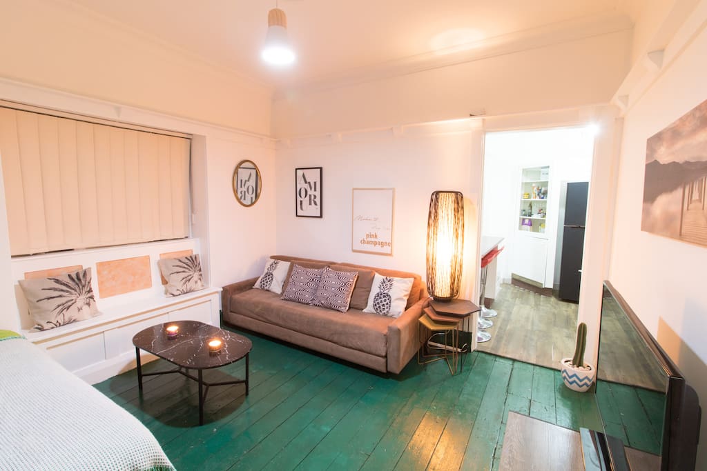 Living room with 2 sofabeds