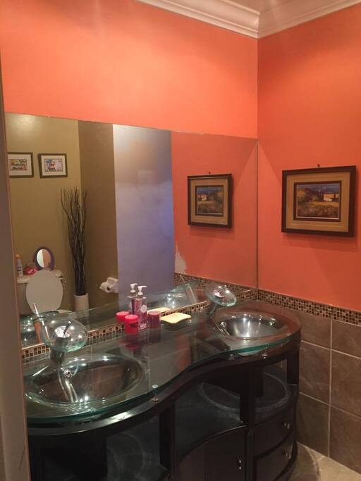 Full bathroom with double sink