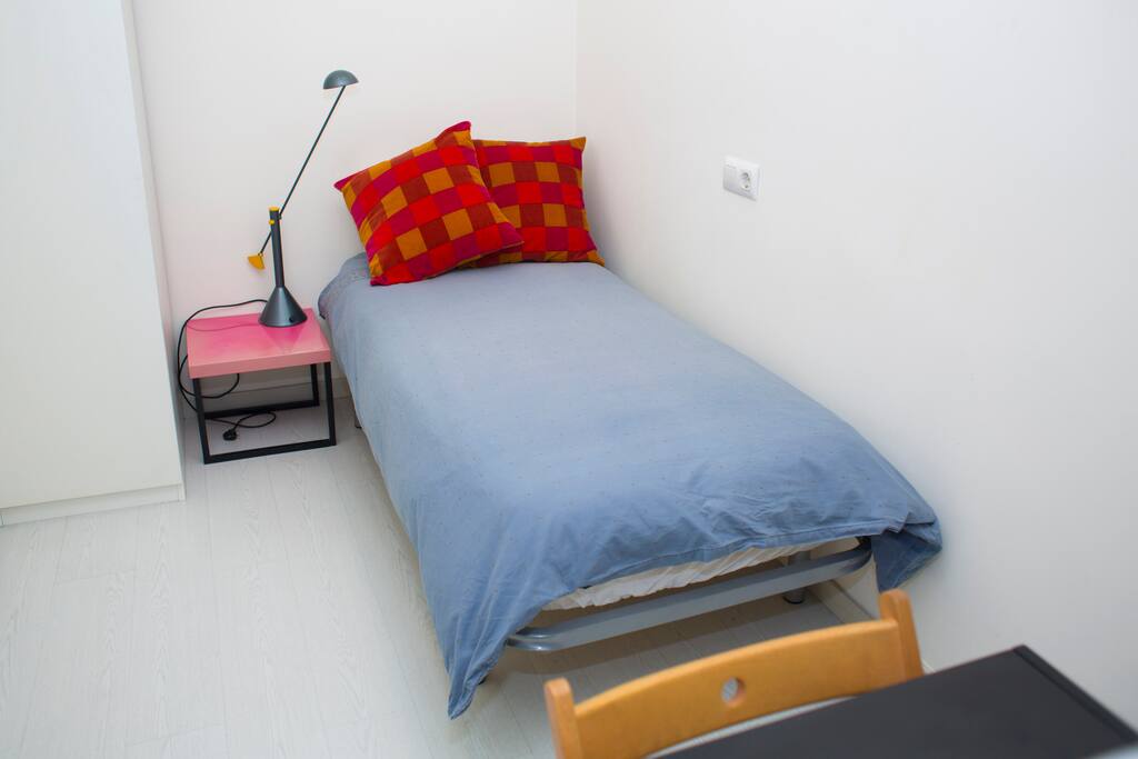 single bed + wardobe+ table and shelves