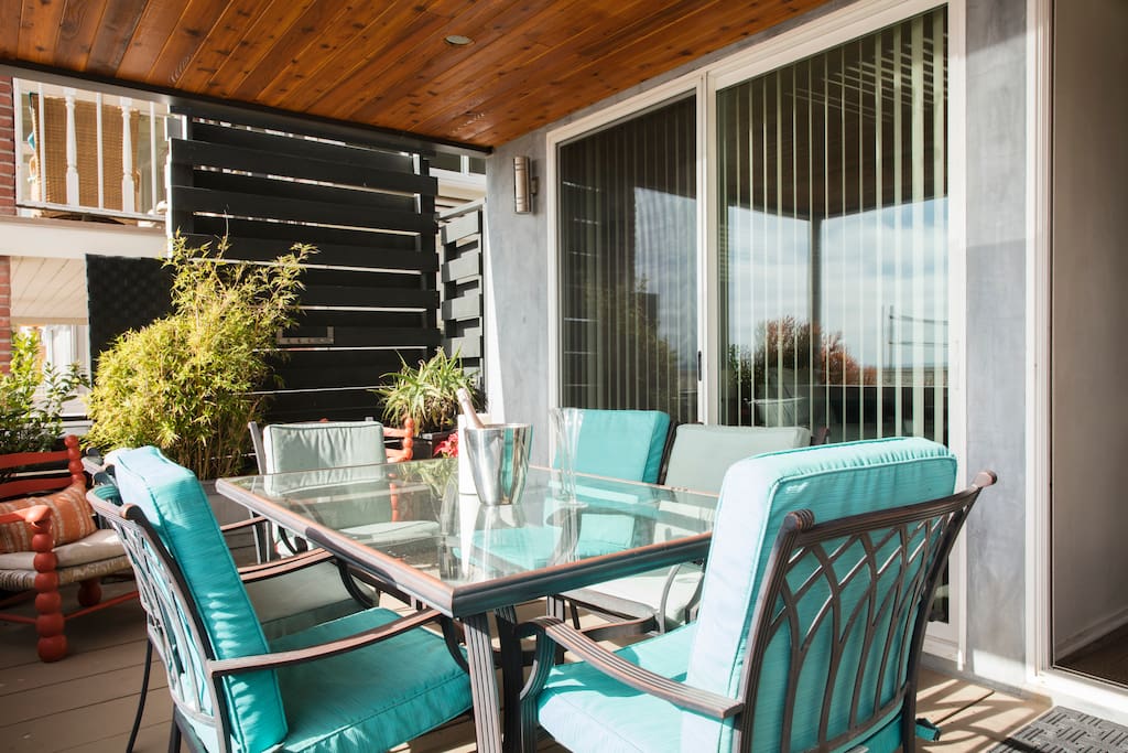 Enjoy al fresco dining on large cedar covered patio