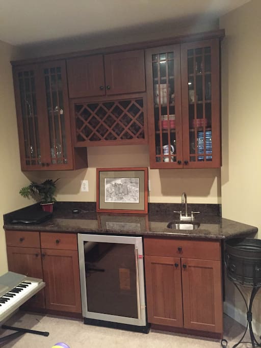 Kitchenette with mini fridge