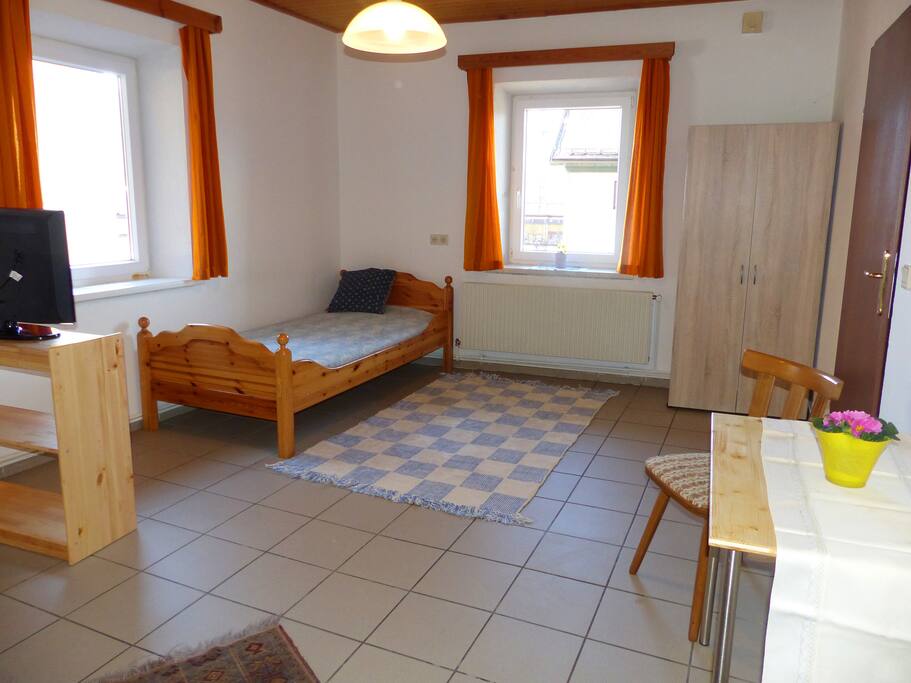 Wohn-Schlafzimmer mit TV