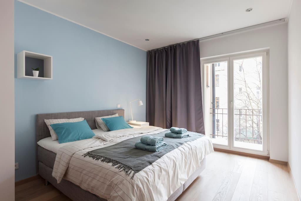 In the Sleeping Room is comfortable Double King Size Bed and blackout curtains for your undisturbed sleep.