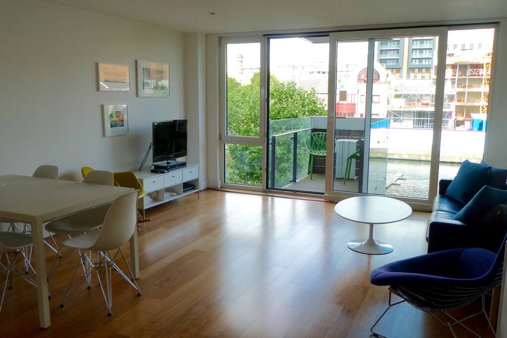 Living room with french doors
