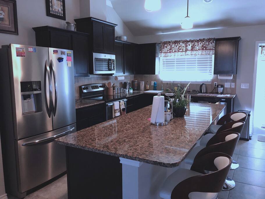 Kitchen and snack bar area.