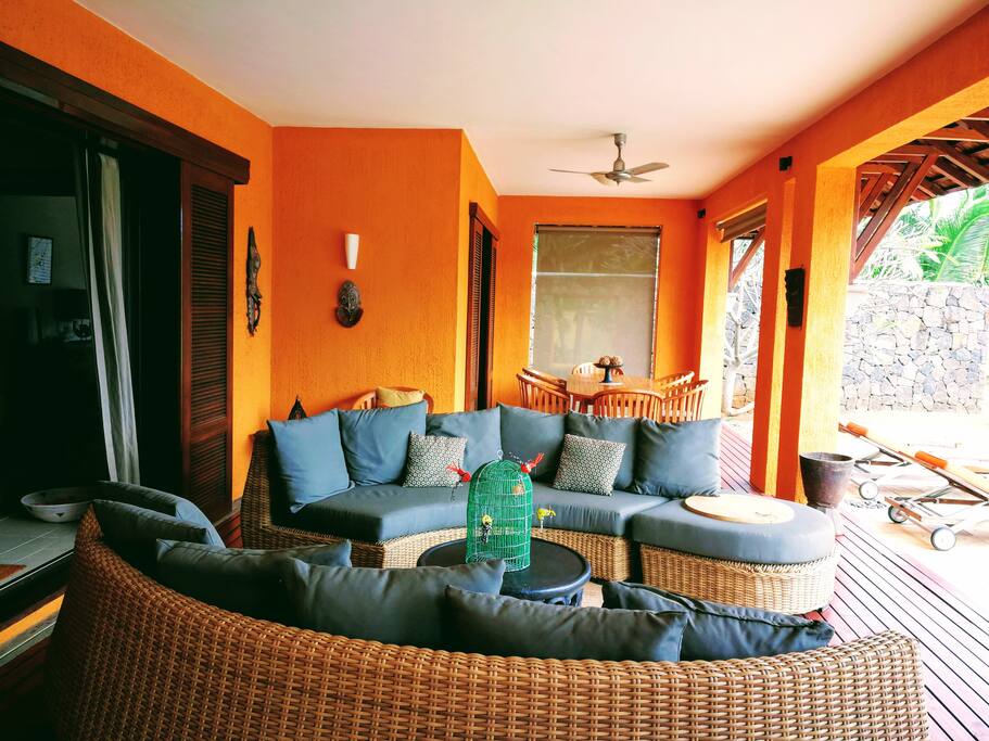 View of the 'varangue', veranda or patio, main feature of Mauritian lifestyle