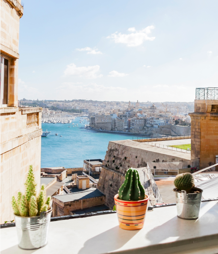 A waterfront villa near the Saluting Battery in Valletta in Malta. Like something out of a picture book, the view from this Maltese getaway is scenic to the point of fiction.