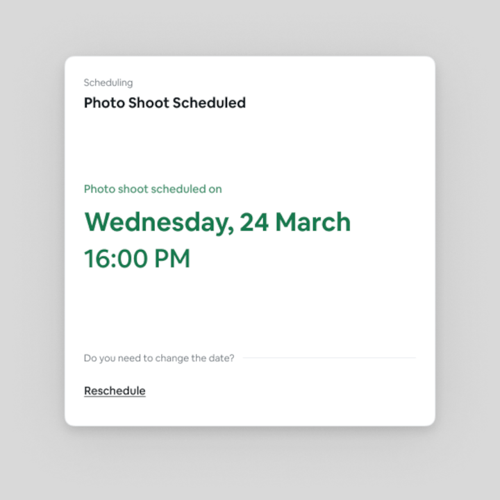 Photoshoot scheduled tool screenshot
